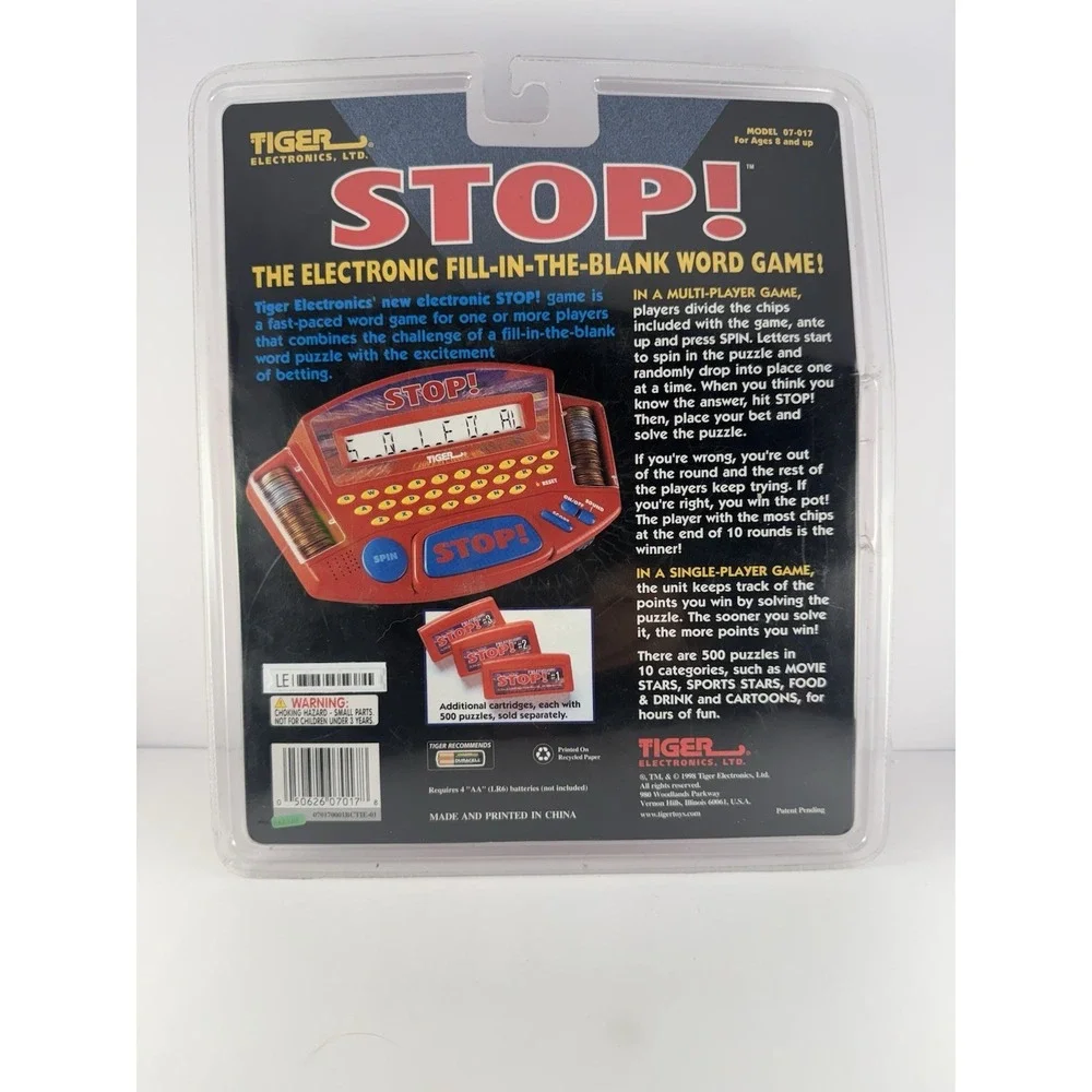 STOP! Hand-Held Electronic Game 1998 Tiger Vintage New Sealed W/ Expansion Card